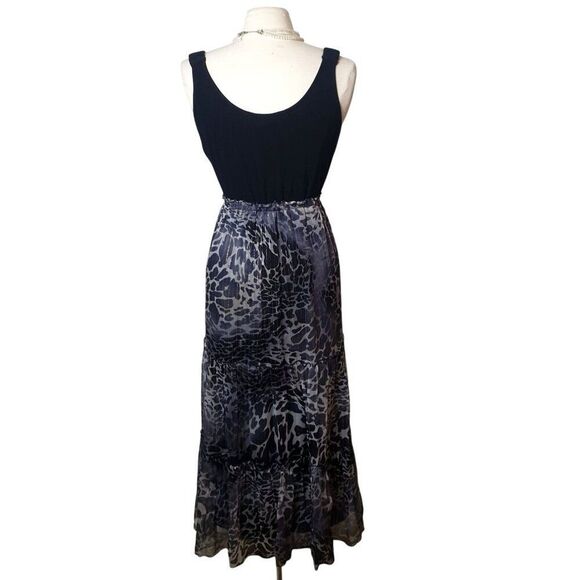 Peter Nygard Womens Sleeveless Maxi Dress M Black Gray Y2K Metallic Print Chic - Picture 4 of 7